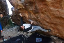 Bouldering in Hueco Tanks on 12/15/2019 with Blue Lizard Climbing and Yoga

Filename: SRM_20191215_1622310.jpg
Aperture: f/5.6
Shutter Speed: 1/250
Body: Canon EOS-1D Mark II
Lens: Canon EF 16-35mm f/2.8 L