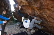 Bouldering in Hueco Tanks on 12/15/2019 with Blue Lizard Climbing and Yoga

Filename: SRM_20191215_1622410.jpg
Aperture: f/5.6
Shutter Speed: 1/250
Body: Canon EOS-1D Mark II
Lens: Canon EF 16-35mm f/2.8 L