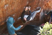 Bouldering in Hueco Tanks on 12/15/2019 with Blue Lizard Climbing and Yoga

Filename: SRM_20191215_1646520.jpg
Aperture: f/2.8
Shutter Speed: 1/250
Body: Canon EOS-1D Mark II
Lens: Canon EF 50mm f/1.8 II