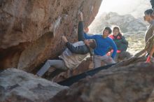 Bouldering in Hueco Tanks on 12/15/2019 with Blue Lizard Climbing and Yoga

Filename: SRM_20191215_1654450.jpg
Aperture: f/2.8
Shutter Speed: 1/250
Body: Canon EOS-1D Mark II
Lens: Canon EF 50mm f/1.8 II