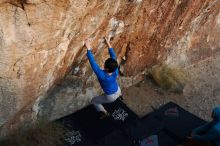 Bouldering in Hueco Tanks on 12/15/2019 with Blue Lizard Climbing and Yoga

Filename: SRM_20191215_1801040.jpg
Aperture: f/4.5
Shutter Speed: 1/250
Body: Canon EOS-1D Mark II
Lens: Canon EF 16-35mm f/2.8 L