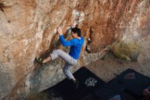 Bouldering in Hueco Tanks on 12/15/2019 with Blue Lizard Climbing and Yoga

Filename: SRM_20191215_1803100.jpg
Aperture: f/4.0
Shutter Speed: 1/250
Body: Canon EOS-1D Mark II
Lens: Canon EF 16-35mm f/2.8 L
