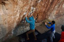 Bouldering in Hueco Tanks on 12/15/2019 with Blue Lizard Climbing and Yoga

Filename: SRM_20191215_1803500.jpg
Aperture: f/4.0
Shutter Speed: 1/250
Body: Canon EOS-1D Mark II
Lens: Canon EF 16-35mm f/2.8 L