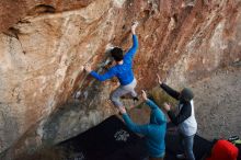 Bouldering in Hueco Tanks on 12/15/2019 with Blue Lizard Climbing and Yoga

Filename: SRM_20191215_1805001.jpg
Aperture: f/4.5
Shutter Speed: 1/250
Body: Canon EOS-1D Mark II
Lens: Canon EF 16-35mm f/2.8 L