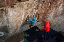 Bouldering in Hueco Tanks on 12/15/2019 with Blue Lizard Climbing and Yoga

Filename: SRM_20191215_1810000.jpg
Aperture: f/3.5
Shutter Speed: 1/250
Body: Canon EOS-1D Mark II
Lens: Canon EF 16-35mm f/2.8 L