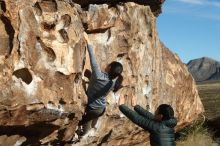 Bouldering in Hueco Tanks on 12/16/2019 with Blue Lizard Climbing and Yoga

Filename: SRM_20191216_1001330.jpg
Aperture: f/6.3
Shutter Speed: 1/250
Body: Canon EOS-1D Mark II
Lens: Canon EF 50mm f/1.8 II