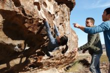 Bouldering in Hueco Tanks on 12/16/2019 with Blue Lizard Climbing and Yoga

Filename: SRM_20191216_1022410.jpg
Aperture: f/8.0
Shutter Speed: 1/320
Body: Canon EOS-1D Mark II
Lens: Canon EF 16-35mm f/2.8 L