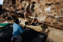 Bouldering in Hueco Tanks on 12/16/2019 with Blue Lizard Climbing and Yoga

Filename: SRM_20191216_1042120.jpg
Aperture: f/8.0
Shutter Speed: 1/250
Body: Canon EOS-1D Mark II
Lens: Canon EF 16-35mm f/2.8 L