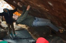 Bouldering in Hueco Tanks on 12/16/2019 with Blue Lizard Climbing and Yoga

Filename: SRM_20191216_1137080.jpg
Aperture: f/3.5
Shutter Speed: 1/200
Body: Canon EOS-1D Mark II
Lens: Canon EF 50mm f/1.8 II