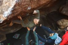 Bouldering in Hueco Tanks on 12/16/2019 with Blue Lizard Climbing and Yoga

Filename: SRM_20191216_1206540.jpg
Aperture: f/3.5
Shutter Speed: 1/250
Body: Canon EOS-1D Mark II
Lens: Canon EF 50mm f/1.8 II