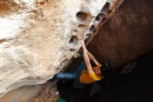 Bouldering in Hueco Tanks on 12/16/2019 with Blue Lizard Climbing and Yoga

Filename: SRM_20191216_1530310.jpg
Aperture: f/5.0
Shutter Speed: 1/250
Body: Canon EOS-1D Mark II
Lens: Canon EF 16-35mm f/2.8 L