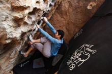 Bouldering in Hueco Tanks on 12/16/2019 with Blue Lizard Climbing and Yoga

Filename: SRM_20191216_1532590.jpg
Aperture: f/4.5
Shutter Speed: 1/250
Body: Canon EOS-1D Mark II
Lens: Canon EF 16-35mm f/2.8 L