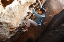 Bouldering in Hueco Tanks on 12/16/2019 with Blue Lizard Climbing and Yoga

Filename: SRM_20191216_1533180.jpg
Aperture: f/5.0
Shutter Speed: 1/250
Body: Canon EOS-1D Mark II
Lens: Canon EF 16-35mm f/2.8 L