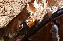 Bouldering in Hueco Tanks on 12/16/2019 with Blue Lizard Climbing and Yoga

Filename: SRM_20191216_1614070.jpg
Aperture: f/6.3
Shutter Speed: 1/320
Body: Canon EOS-1D Mark II
Lens: Canon EF 16-35mm f/2.8 L