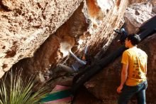 Bouldering in Hueco Tanks on 12/16/2019 with Blue Lizard Climbing and Yoga

Filename: SRM_20191216_1616540.jpg
Aperture: f/5.6
Shutter Speed: 1/250
Body: Canon EOS-1D Mark II
Lens: Canon EF 16-35mm f/2.8 L