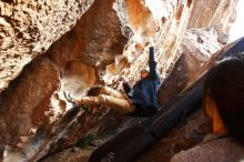 Bouldering in Hueco Tanks on 12/16/2019 with Blue Lizard Climbing and Yoga

Filename: SRM_20191216_1621470.jpg
Aperture: f/4.5
Shutter Speed: 1/250
Body: Canon EOS-1D Mark II
Lens: Canon EF 16-35mm f/2.8 L