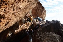 Bouldering in Hueco Tanks on 12/16/2019 with Blue Lizard Climbing and Yoga

Filename: SRM_20191216_1625370.jpg
Aperture: f/10.0
Shutter Speed: 1/250
Body: Canon EOS-1D Mark II
Lens: Canon EF 16-35mm f/2.8 L