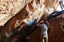 Bouldering in Hueco Tanks on 12/16/2019 with Blue Lizard Climbing and Yoga

Filename: SRM_20191216_1627510.jpg
Aperture: f/5.6
Shutter Speed: 1/250
Body: Canon EOS-1D Mark II
Lens: Canon EF 16-35mm f/2.8 L