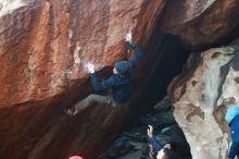 Bouldering in Hueco Tanks on 12/16/2019 with Blue Lizard Climbing and Yoga

Filename: SRM_20191216_1748030.jpg
Aperture: f/2.8
Shutter Speed: 1/250
Body: Canon EOS-1D Mark II
Lens: Canon EF 50mm f/1.8 II