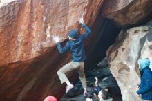 Bouldering in Hueco Tanks on 12/16/2019 with Blue Lizard Climbing and Yoga

Filename: SRM_20191216_1748040.jpg
Aperture: f/2.5
Shutter Speed: 1/250
Body: Canon EOS-1D Mark II
Lens: Canon EF 50mm f/1.8 II