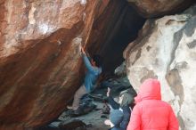 Bouldering in Hueco Tanks on 12/16/2019 with Blue Lizard Climbing and Yoga

Filename: SRM_20191216_1750140.jpg
Aperture: f/2.5
Shutter Speed: 1/250
Body: Canon EOS-1D Mark II
Lens: Canon EF 50mm f/1.8 II