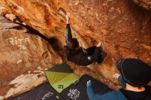 Bouldering in Hueco Tanks on 12/19/2019 with Blue Lizard Climbing and Yoga

Filename: SRM_20191219_1229470.jpg
Aperture: f/4.5
Shutter Speed: 1/250
Body: Canon EOS-1D Mark II
Lens: Canon EF 16-35mm f/2.8 L