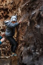 Bouldering in Hueco Tanks on 12/19/2019 with Blue Lizard Climbing and Yoga

Filename: SRM_20191219_1646350.jpg
Aperture: f/2.2
Shutter Speed: 1/100
Body: Canon EOS-1D Mark II
Lens: Canon EF 50mm f/1.8 II