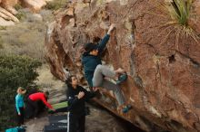 Bouldering in Hueco Tanks on 12/19/2019 with Blue Lizard Climbing and Yoga

Filename: SRM_20191219_1749360.jpg
Aperture: f/3.2
Shutter Speed: 1/320
Body: Canon EOS-1D Mark II
Lens: Canon EF 50mm f/1.8 II