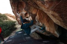 Bouldering in Hueco Tanks on 12/19/2019 with Blue Lizard Climbing and Yoga

Filename: SRM_20191219_1813440.jpg
Aperture: f/3.2
Shutter Speed: 1/250
Body: Canon EOS-1D Mark II
Lens: Canon EF 16-35mm f/2.8 L