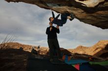 Bouldering in Hueco Tanks on 12/23/2019 with Blue Lizard Climbing and Yoga

Filename: SRM_20191223_1017590.jpg
Aperture: f/9.0
Shutter Speed: 1/250
Body: Canon EOS-1D Mark II
Lens: Canon EF 16-35mm f/2.8 L