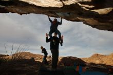 Bouldering in Hueco Tanks on 12/23/2019 with Blue Lizard Climbing and Yoga

Filename: SRM_20191223_1018050.jpg
Aperture: f/9.0
Shutter Speed: 1/250
Body: Canon EOS-1D Mark II
Lens: Canon EF 16-35mm f/2.8 L