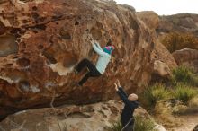 Bouldering in Hueco Tanks on 12/23/2019 with Blue Lizard Climbing and Yoga

Filename: SRM_20191223_1054520.jpg
Aperture: f/6.3
Shutter Speed: 1/500
Body: Canon EOS-1D Mark II
Lens: Canon EF 50mm f/1.8 II