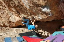 Bouldering in Hueco Tanks on 12/23/2019 with Blue Lizard Climbing and Yoga

Filename: SRM_20191223_1141320.jpg
Aperture: f/8.0
Shutter Speed: 1/250
Body: Canon EOS-1D Mark II
Lens: Canon EF 16-35mm f/2.8 L