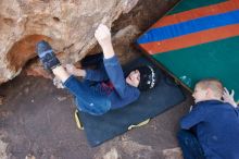 Bouldering in Hueco Tanks on 12/23/2019 with Blue Lizard Climbing and Yoga

Filename: SRM_20191223_1436480.jpg
Aperture: f/4.5
Shutter Speed: 1/250
Body: Canon EOS-1D Mark II
Lens: Canon EF 16-35mm f/2.8 L