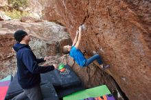 Bouldering in Hueco Tanks on 12/23/2019 with Blue Lizard Climbing and Yoga

Filename: SRM_20191223_1451160.jpg
Aperture: f/5.6
Shutter Speed: 1/250
Body: Canon EOS-1D Mark II
Lens: Canon EF 16-35mm f/2.8 L