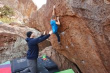 Bouldering in Hueco Tanks on 12/23/2019 with Blue Lizard Climbing and Yoga

Filename: SRM_20191223_1451310.jpg
Aperture: f/5.0
Shutter Speed: 1/250
Body: Canon EOS-1D Mark II
Lens: Canon EF 16-35mm f/2.8 L