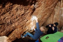 Bouldering in Hueco Tanks on 12/23/2019 with Blue Lizard Climbing and Yoga

Filename: SRM_20191223_1525570.jpg
Aperture: f/5.0
Shutter Speed: 1/250
Body: Canon EOS-1D Mark II
Lens: Canon EF 16-35mm f/2.8 L