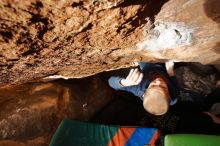 Bouldering in Hueco Tanks on 12/23/2019 with Blue Lizard Climbing and Yoga

Filename: SRM_20191223_1529041.jpg
Aperture: f/5.6
Shutter Speed: 1/250
Body: Canon EOS-1D Mark II
Lens: Canon EF 16-35mm f/2.8 L