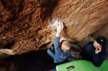 Bouldering in Hueco Tanks on 12/23/2019 with Blue Lizard Climbing and Yoga

Filename: SRM_20191223_1546540.jpg
Aperture: f/5.0
Shutter Speed: 1/250
Body: Canon EOS-1D Mark II
Lens: Canon EF 16-35mm f/2.8 L