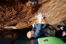 Bouldering in Hueco Tanks on 12/23/2019 with Blue Lizard Climbing and Yoga

Filename: SRM_20191223_1547100.jpg
Aperture: f/4.5
Shutter Speed: 1/250
Body: Canon EOS-1D Mark II
Lens: Canon EF 16-35mm f/2.8 L