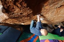 Bouldering in Hueco Tanks on 12/23/2019 with Blue Lizard Climbing and Yoga

Filename: SRM_20191223_1547171.jpg
Aperture: f/4.5
Shutter Speed: 1/250
Body: Canon EOS-1D Mark II
Lens: Canon EF 16-35mm f/2.8 L