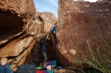 Bouldering in Hueco Tanks on 12/23/2019 with Blue Lizard Climbing and Yoga

Filename: SRM_20191223_1621560.jpg
Aperture: f/8.0
Shutter Speed: 1/250
Body: Canon EOS-1D Mark II
Lens: Canon EF 16-35mm f/2.8 L