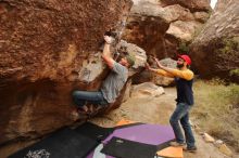 Bouldering in Hueco Tanks on 12/24/2019 with Blue Lizard Climbing and Yoga

Filename: SRM_20191224_1127290.jpg
Aperture: f/5.0
Shutter Speed: 1/250
Body: Canon EOS-1D Mark II
Lens: Canon EF 16-35mm f/2.8 L
