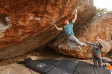 Bouldering in Hueco Tanks on 12/24/2019 with Blue Lizard Climbing and Yoga

Filename: SRM_20191224_1325121.jpg
Aperture: f/6.3
Shutter Speed: 1/250
Body: Canon EOS-1D Mark II
Lens: Canon EF 16-35mm f/2.8 L