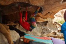Bouldering in Hueco Tanks on 12/24/2019 with Blue Lizard Climbing and Yoga

Filename: SRM_20191224_1607270.jpg
Aperture: f/2.2
Shutter Speed: 1/250
Body: Canon EOS-1D Mark II
Lens: Canon EF 50mm f/1.8 II