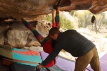 Bouldering in Hueco Tanks on 12/24/2019 with Blue Lizard Climbing and Yoga

Filename: SRM_20191224_1608510.jpg
Aperture: f/3.2
Shutter Speed: 1/200
Body: Canon EOS-1D Mark II
Lens: Canon EF 50mm f/1.8 II