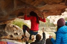 Bouldering in Hueco Tanks on 12/24/2019 with Blue Lizard Climbing and Yoga

Filename: SRM_20191224_1609170.jpg
Aperture: f/3.5
Shutter Speed: 1/200
Body: Canon EOS-1D Mark II
Lens: Canon EF 50mm f/1.8 II