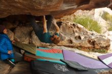 Bouldering in Hueco Tanks on 12/24/2019 with Blue Lizard Climbing and Yoga

Filename: SRM_20191224_1611030.jpg
Aperture: f/2.8
Shutter Speed: 1/200
Body: Canon EOS-1D Mark II
Lens: Canon EF 50mm f/1.8 II