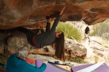 Bouldering in Hueco Tanks on 12/24/2019 with Blue Lizard Climbing and Yoga

Filename: SRM_20191224_1620110.jpg
Aperture: f/4.5
Shutter Speed: 1/250
Body: Canon EOS-1D Mark II
Lens: Canon EF 50mm f/1.8 II