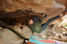 Bouldering in Hueco Tanks on 12/24/2019 with Blue Lizard Climbing and Yoga

Filename: SRM_20191224_1626490.jpg
Aperture: f/1.8
Shutter Speed: 1/160
Body: Canon EOS-1D Mark II
Lens: Canon EF 50mm f/1.8 II